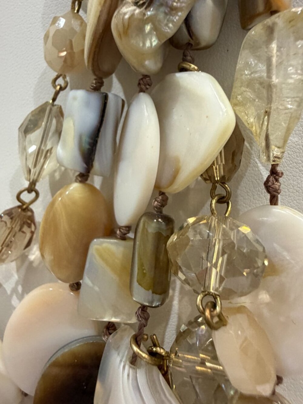Chicos Collectibles Natural Mother of Pearl Shell Quartz Multi Strand Necklace - Picture 7 of 15